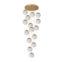 Ver imagem 1 de Pendente Moderno Dourado 15 Globos Pé Direito Duplo Escada