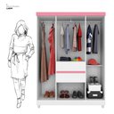 Ver imagem 5 de Guarda Roupa Solteiro 6 Portas e 2 Gavetas Ecom Ii - Branco/rosa/branco Flex