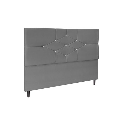 Cabeceira Camboriu Chumbo Estofada para Cama Box Casal King Size 195cm Quarto Luxo Jbe Móveis