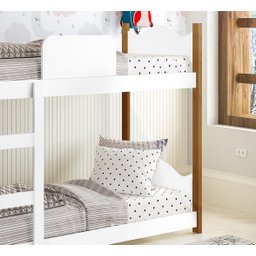 Cama Infantil Beliche Montessori Encanto com 2 Colchões Escorregador Grade Proteção Cor Branco - 4