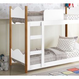 Cama Infantil Beliche Montessori Encanto com 2 Colchões Escorregador Grade Proteção Cor Branco - 9