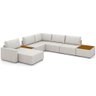 Sofá de Canto com Chaise e Mesa Lateral Sala de Estar Living 291cm Gales M03 Bouclê Cru - Lyam Decor - 1
