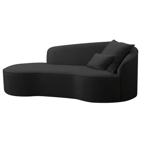 Divã Recamier Curvo Sala de Estar Inglaterra Lado Esquerdo 200cm Bouclé Preto - Incasa Decor