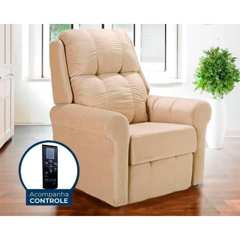 Poltrona do Papai Reclinável MH 1216 Two Way c/ Massagem Suede Bege - Herval