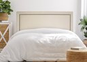 Ver imagem 1 de Cabeceira Casal Reta Luxo 140x60 Suede Off White - Tachas Fumê