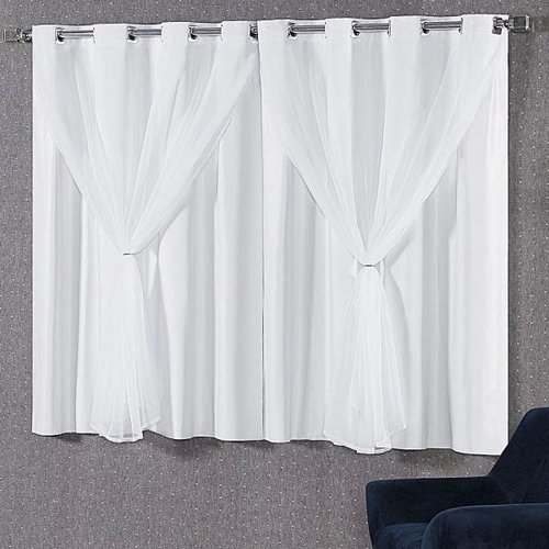 Cortina Blackout Pvc C Tecido Voil Xadrez 2,80 X 1,60 Branco