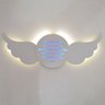 Oração Santo Anjo do Senhor de Asas Luminária MDF Branca com LED de Luz Quente e Azul - 3
