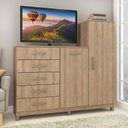 Ver imagem 2 de Cômoda Chicago 2 Portas 5 Gavetas com Cabideiro e Pés Mel