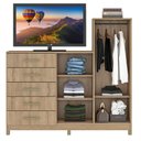 Ver imagem 3 de Cômoda Chicago 2 Portas 5 Gavetas com Cabideiro e Pés Mel