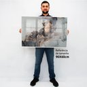 Ver imagem 2 de Quadro Decorativo Caixa Alta com Vidro Abstrato Mármore Elegance TaColado Moldura Branca 90 x 60cm