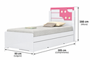 Ver imagem 3 de Bicama Infantil Solteiro Luiza com Cama Auxiliar:Branco/Rosa