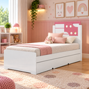Ver imagem 2 de Bicama Infantil Solteiro Luiza com Cama Auxiliar:Branco/Rosa