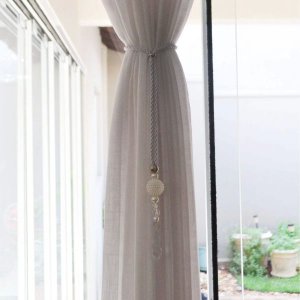 Kit 2 Peças Abraçadeira de Cortina Cordão Branco com Pingente Pérola
