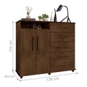 Ver imagem 5 de Cômoda Casa Azzur 2 Portas 4 Gavetas MDP Malbec 136cm Framar
