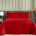 Ver imagem 3 de Kit Colcha Casal Padrão 7 Peças 300 Fios Completo Cobre Leito Porta Travesseiro Fronha Vermelho Lady