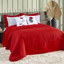Ver imagem 2 de Kit Colcha Casal Padrão 7 Peças 300 Fios Completo Cobre Leito Porta Travesseiro Fronha Vermelho Lady