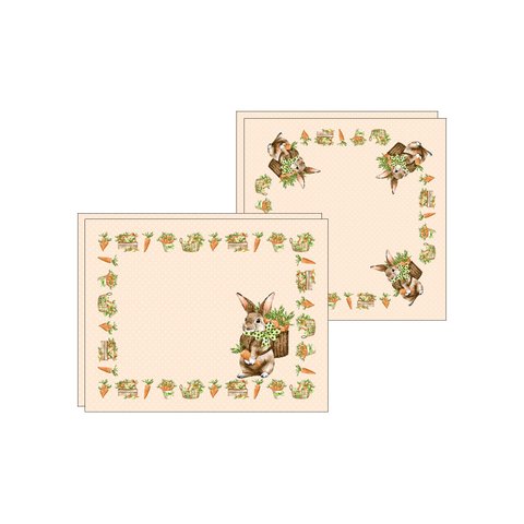 Kit Jogo Americano + Guardanapo Cenoura/salmão - 2 Peças