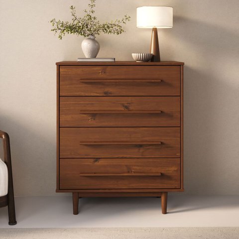 Cômoda para Quarto Minimalista Pés Retos Castanho Tecca Idimex