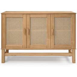 Balcão Buffet em Madeira e Rattan Natural 03 Portas - 1
