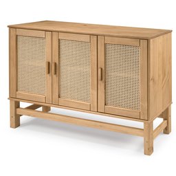 Balcão Buffet em Madeira e Rattan Natural 03 Portas - 2