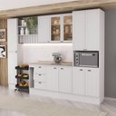 Ver imagem 1 de Cozinha Completa Milla Ella Uno 11 Portas 3 Gavetas MDF 310cm Branco Móveis Carraro