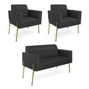 Ver imagem 1 de Sofá Namoradeira e 2 Poltronas Pé de Ferro Dourado Marisa Corino Preto D03