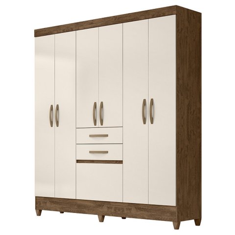 Guarda Roupa 7 Portas New Mafra Castanho Wood Baunilha 897391 Moval