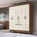 Ver imagem 2 de Guarda Roupa 7 Portas New Mafra Castanho Wood Baunilha 897391 Moval