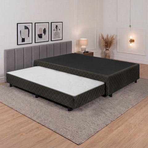 Base Box Casal c/ Cama Auxiliar Elise 38x138x188 Marrom