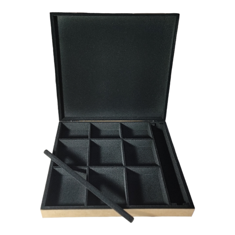 Porta Joia e Biju 9 Divisões e Aneleira Flocado em Preto Josely Flocados