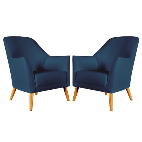 Kit 2 Poltronas Orion Suede Azul Marinho Aradecor
