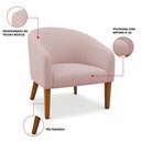 Ver imagem 3 de Poltrona Sala Decorativa Kit 2 Stella Pé Madeira Trapézio Castanho Bouclê Rosê D03 - D’Rossi