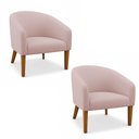 Ver imagem 2 de Poltrona Sala Decorativa Kit 2 Stella Pé Madeira Trapézio Castanho Bouclê Rosê D03 - D’Rossi