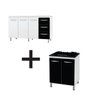 Kit Balcão Cozinha 150cm Betina Branco/Preto + Balcão Cooktop 5 Bocas Moblis Branco/Preto - 1