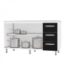 Ver imagem 4 de Kit Balcão Cozinha 150cm Betina Branco/Preto + Balcão Cooktop 5 Bocas Moblis Branco/Preto