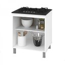 Ver imagem 5 de Kit Balcão Cozinha 150cm Betina Branco/Preto + Balcão Cooktop 5 Bocas Moblis Branco/Preto