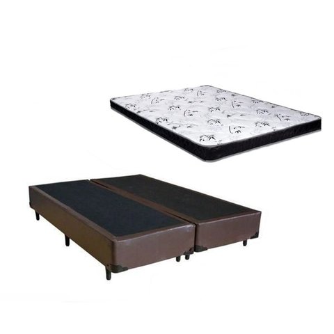 Cama Box Queen Colchão Mola Ensacada Belos Sonhos + Box Sintético 65x158x198 Marrom
