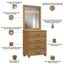 Ver imagem 5 de Cômoda para Quarto 4 Gavetas com Espelho Decorativo Madeira Maciça Zahav F06 Freijó - Lyam Decor