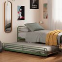Ver imagem 4 de Cama Auxiliar em Ferro Aço Carbono Tubular Teko Casatema MadeiraOriginals Verde/Álamo