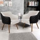 Ver imagem 2 de Kit 2 Poltronas Jade Pés Palito Corano Preto/Linho Cru - Casaepoltrona