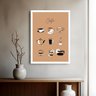 Quadro Decorativo Café Desenhos Marrom - 70x50cm:moldura Preta - 1