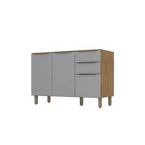 Balcão Briz 3 Pts 2 Gavetas 120 Cm B-229 Nature/cinza com Tampo Henn