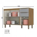 Ver imagem 2 de Balcão Briz 3 Pts 2 Gavetas 120 Cm B-229 Nature/cinza com Tampo Henn