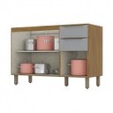 Ver imagem 3 de Balcão Briz 3 Pts 2 Gavetas 120 Cm B-229 Nature/cinza com Tampo Henn