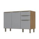 Ver imagem 1 de Balcão Briz 3 Pts 2 Gavetas 120 Cm B-229 Nature/cinza com Tampo Henn