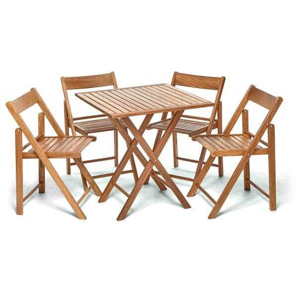 Jogo Mesa com 4 Cadeiras Dobravel de Madeira Linha Gourmet Cor Castanho - 1