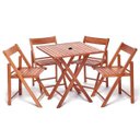 Ver imagem 1 de Jogo De Mesa Com 4 Cadeiras De Madeira Dobravel Gourmet Premium Luxo Mogno Com Suporte Para Ombrelon