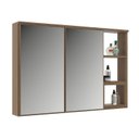 Ver imagem 6 de Conjunto Gabinete para Banheiro Suspenso com Cuba e Espelheira com Nichos 100cm em MDF Village Noce