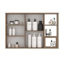 Ver imagem 7 de Conjunto Gabinete para Banheiro Suspenso com Cuba e Espelheira com Nichos 100cm em MDF Village Noce