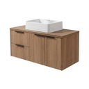 Ver imagem 4 de Conjunto Gabinete para Banheiro Suspenso com Cuba e Espelheira com Nichos 100cm em MDF Village Noce